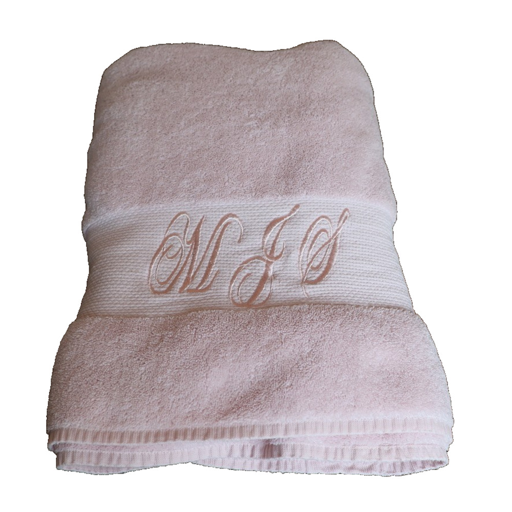FRONTGATE Resort Collection Turkish Oversized Bath Towel Pink Monogrammed No. 1